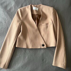 Oak and Fort Cropped Blazer - Tan - Size S